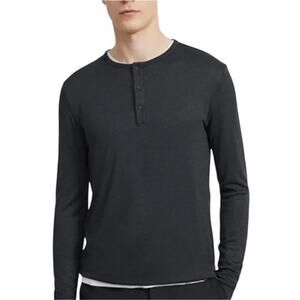 Theory Men's Snap Henley Black Modal Activate Jersey Sz XL Minimalist Casual‎